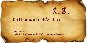 Kaltenbach Bálint névjegykártya
